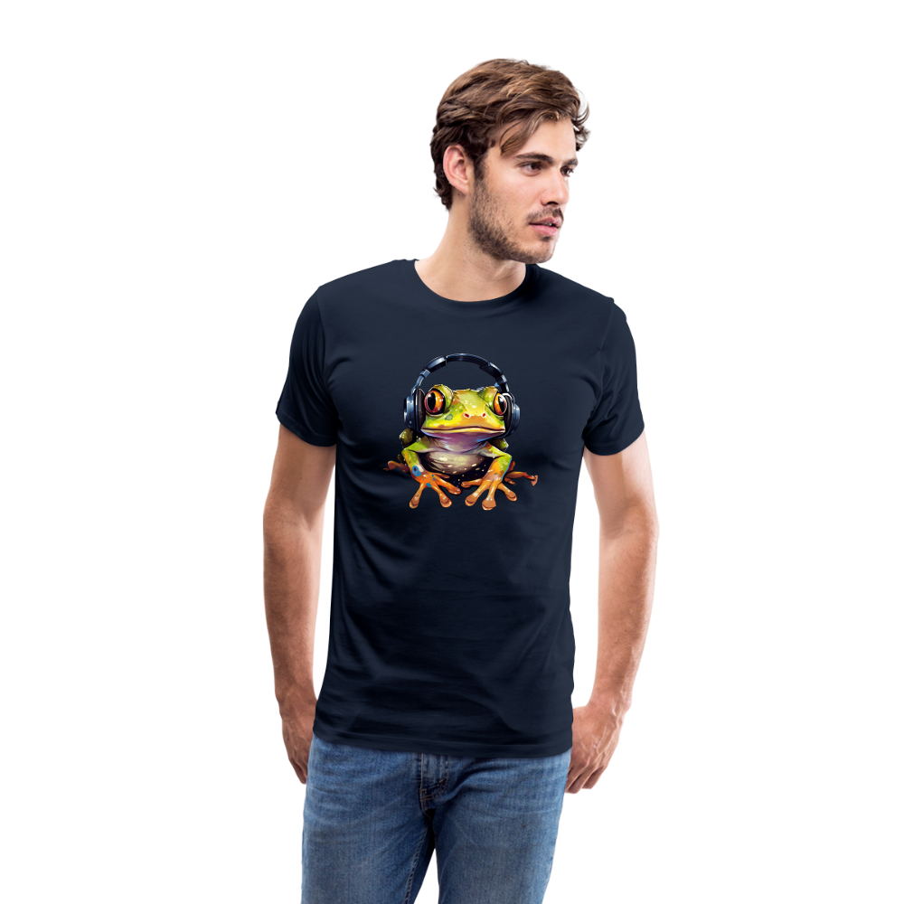 Frosch Kopfhörer Safari Zoo Männer Premium T-Shirt - Navy