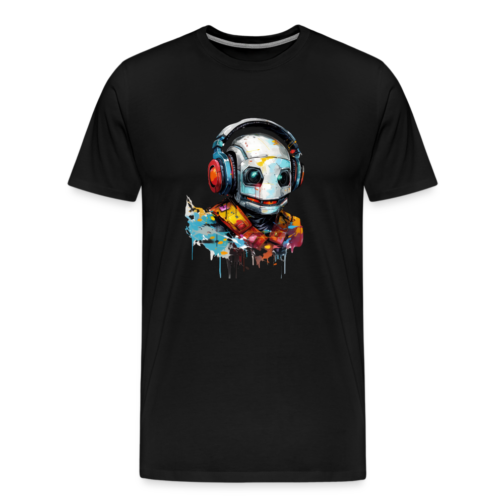 Roboter Kopfhörer Männer Premium T-Shirt - Schwarz
