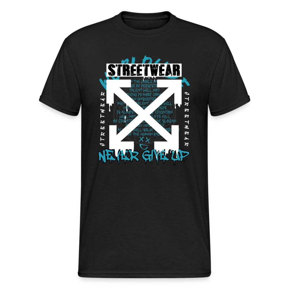 Urban Streetwear Streetwear Never Give Up T-Shirt Herren - Schwarz