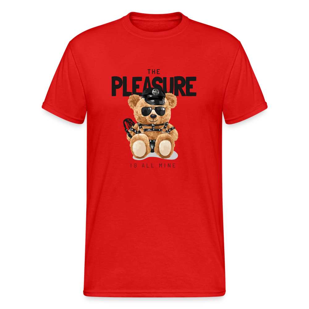 Teddybär Bear The Pleasure Streetwear Spruch T-Shirt Herren - Rot