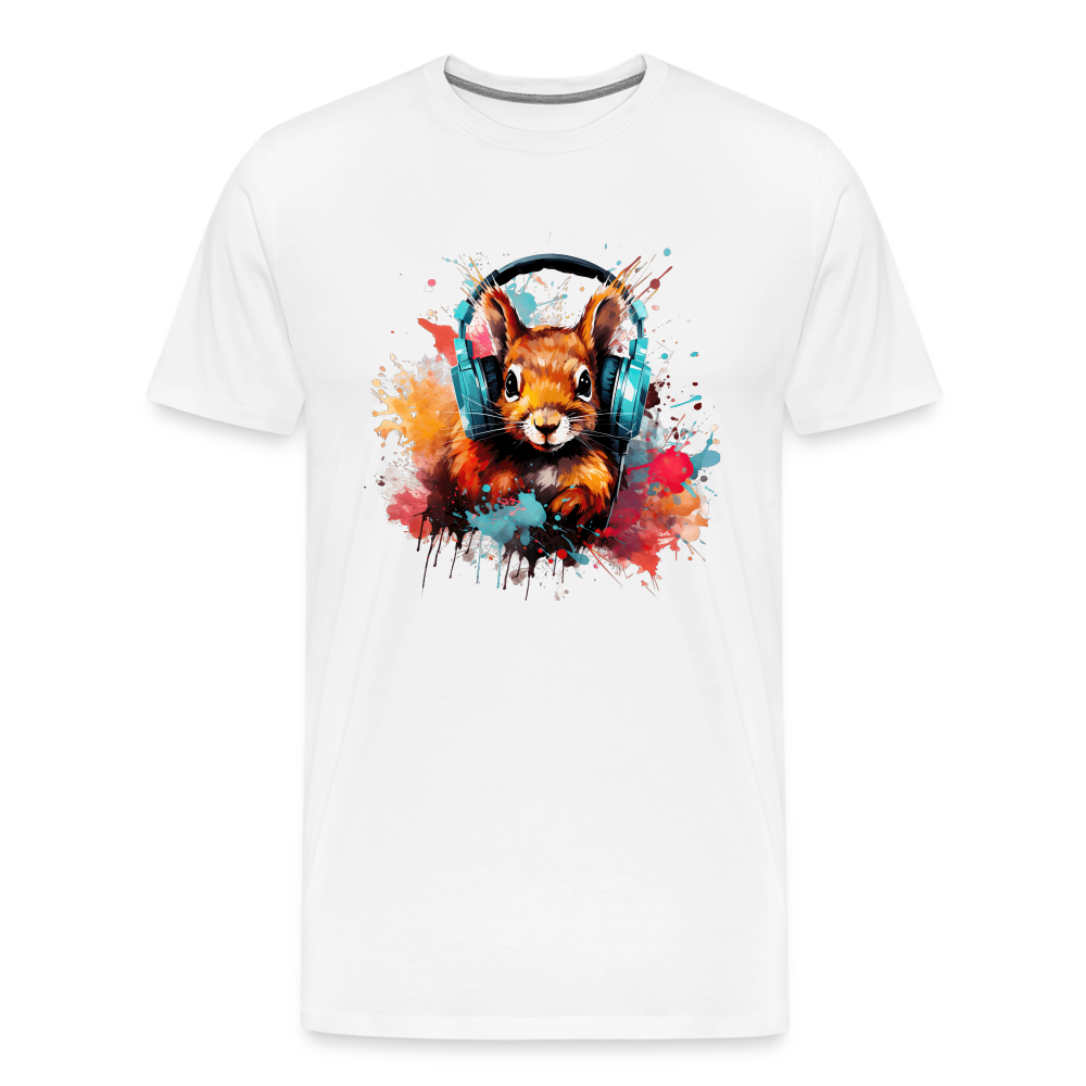 Eichhörnchen Kopfhörer Safari Zoo Männer Premium T-Shirt - Weiß