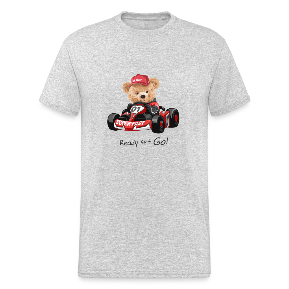 Teddybär Bear Ready set Go Master Streetwear Spruch T-Shirt Herren - Grau meliert