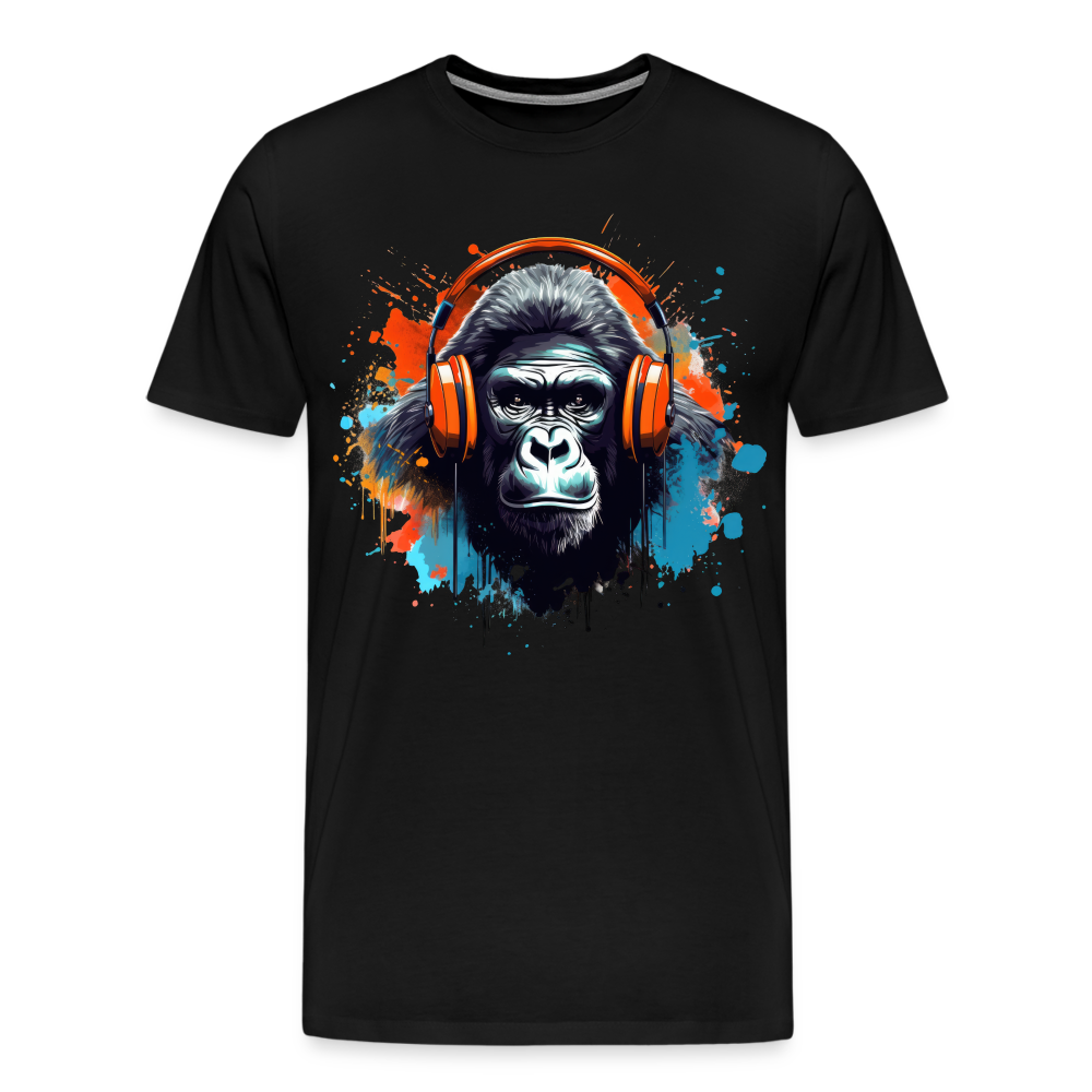 DJ Monkey Affe T-Shirt Männer Premium T-Shirt - Schwarz