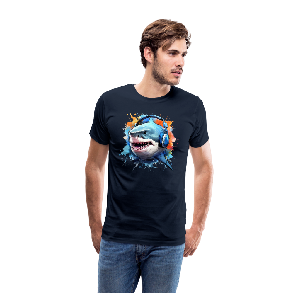 Hai Kopfhörer Safari Zoo Männer Premium T-Shirt - Navy
