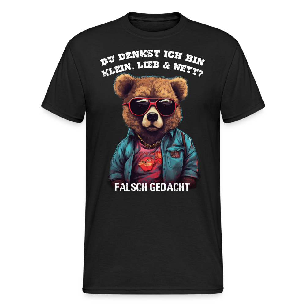 Du denkst ich bin klein, lieb & nett? Falsch gedacht lustiges Teddybär T-Shirt - Schwarz