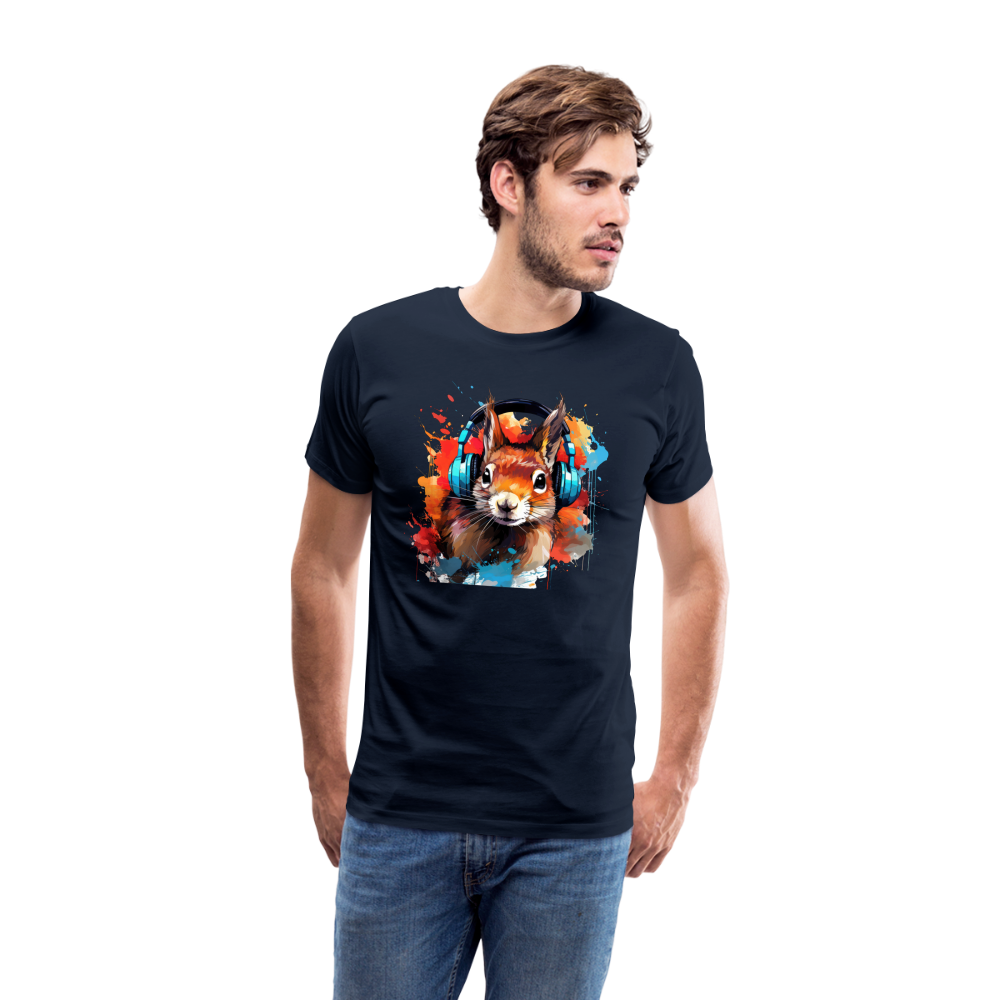 Eichhörnchen Kopfhörer Safari Zoo Männer Premium T-Shirt - Navy