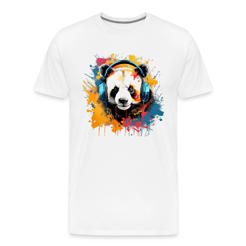 Panda Kopfhörer Safari Zoo Männer Premium T-Shirt - Weiß