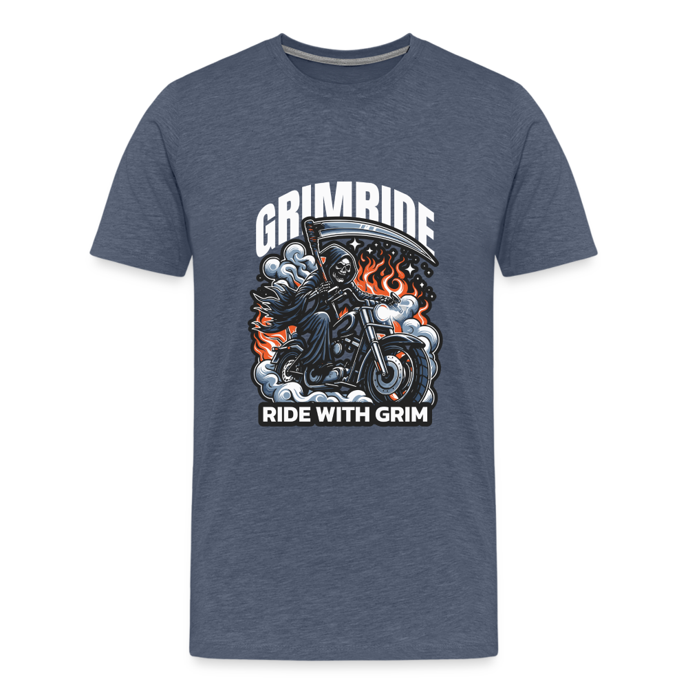 Grimride Ride With Grim Premium T-Shirt Herren - Blau meliert