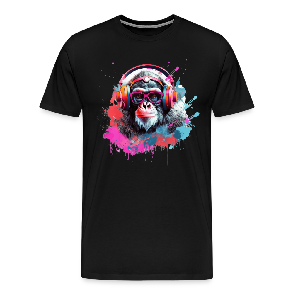 DJ Monkey Affe T-Shirt Männer Premium T-Shirt - Schwarz