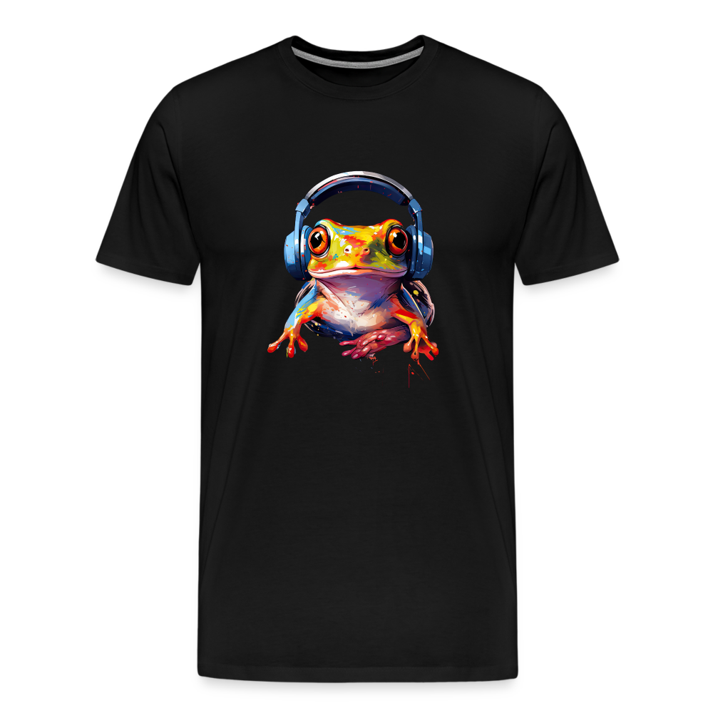 Frosch Kopfhörer Safari Zoo Männer Premium T-Shirt - Schwarz