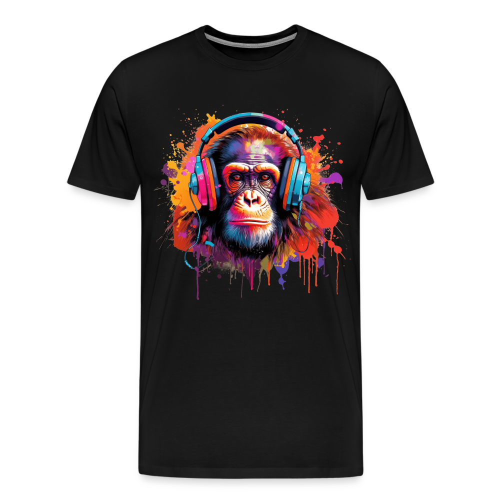 DJ Monkey Affe T-Shirt Männer Premium T-Shirt - Schwarz