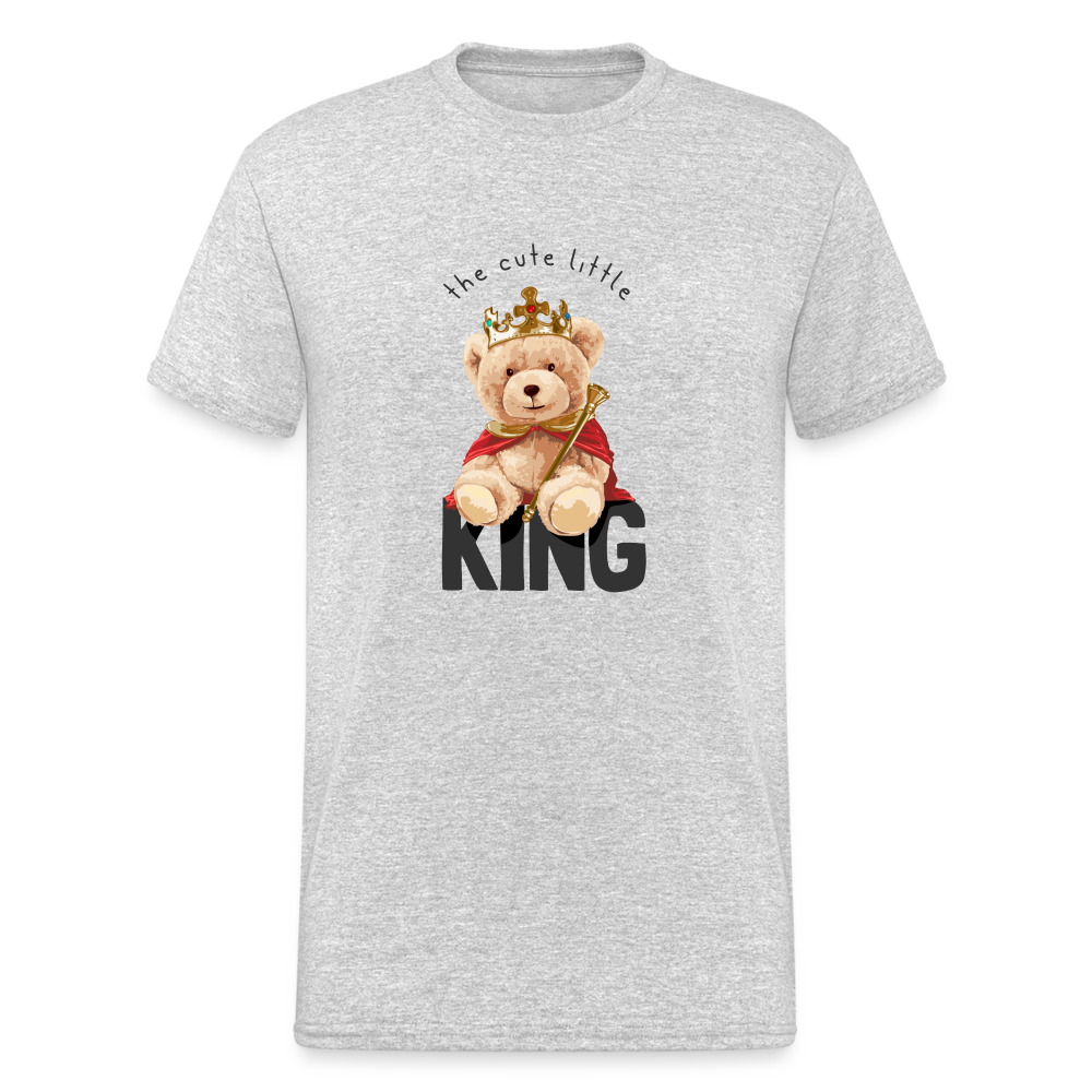 Teddybär Bear the cute little King Streetwear Spruch T-Shirt Herren - Grau meliert