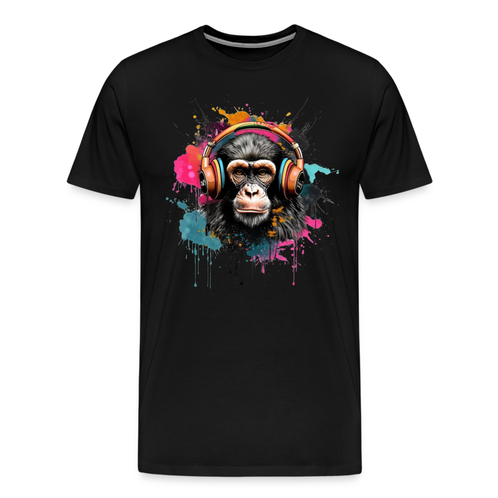 DJ Monkey Affe T-Shirt Männer Premium T-Shirt - Schwarz