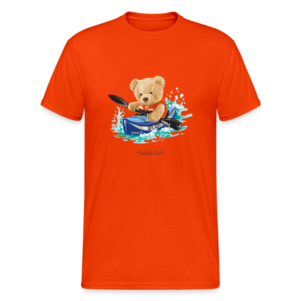 Teddybär Bear Paddle Out Streetwear Spruch T-Shirt Herren - kräftig Orange