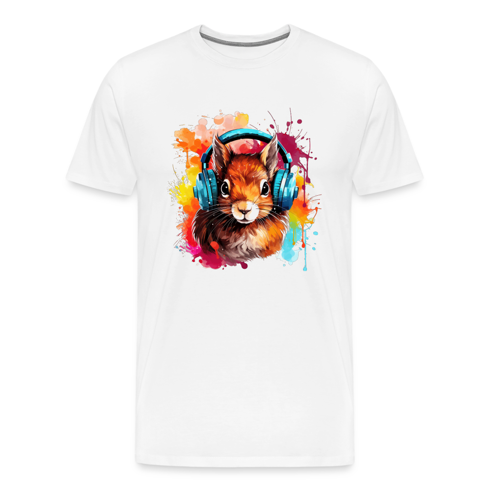 Eichhörnchen Kopfhörer Safari Zoo Männer Premium T-Shirt - Weiß