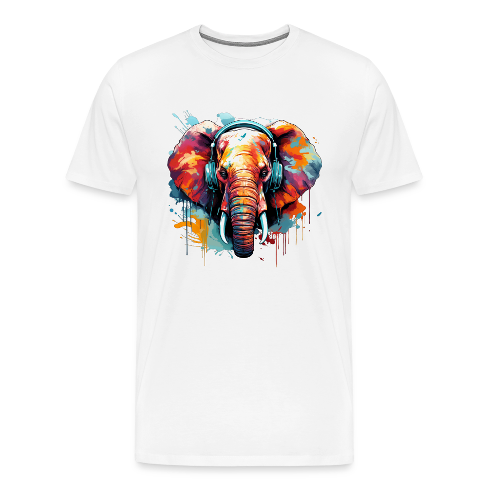Elefant Kopfhörer Safari Zoo Männer Premium T-Shirt - Weiß