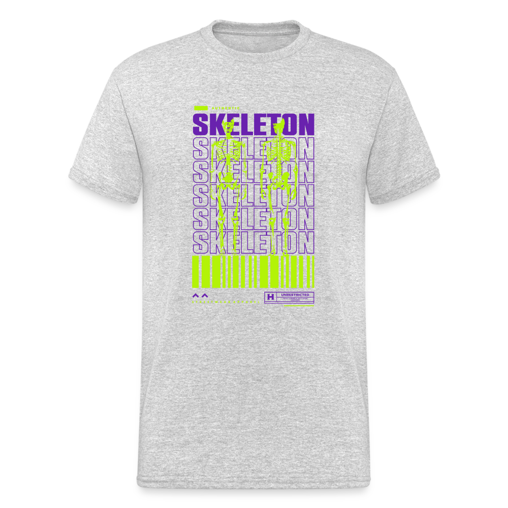 Urban Streetwear Skeleton T-Shirt Herren - Grau meliert