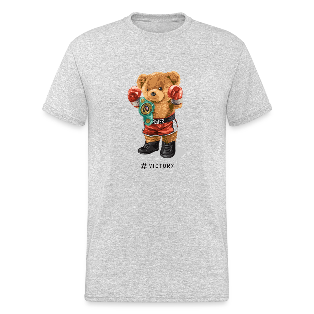 Teddybär Bear Victory Streetwear Spruch T-Shirt Herren - Grau meliert