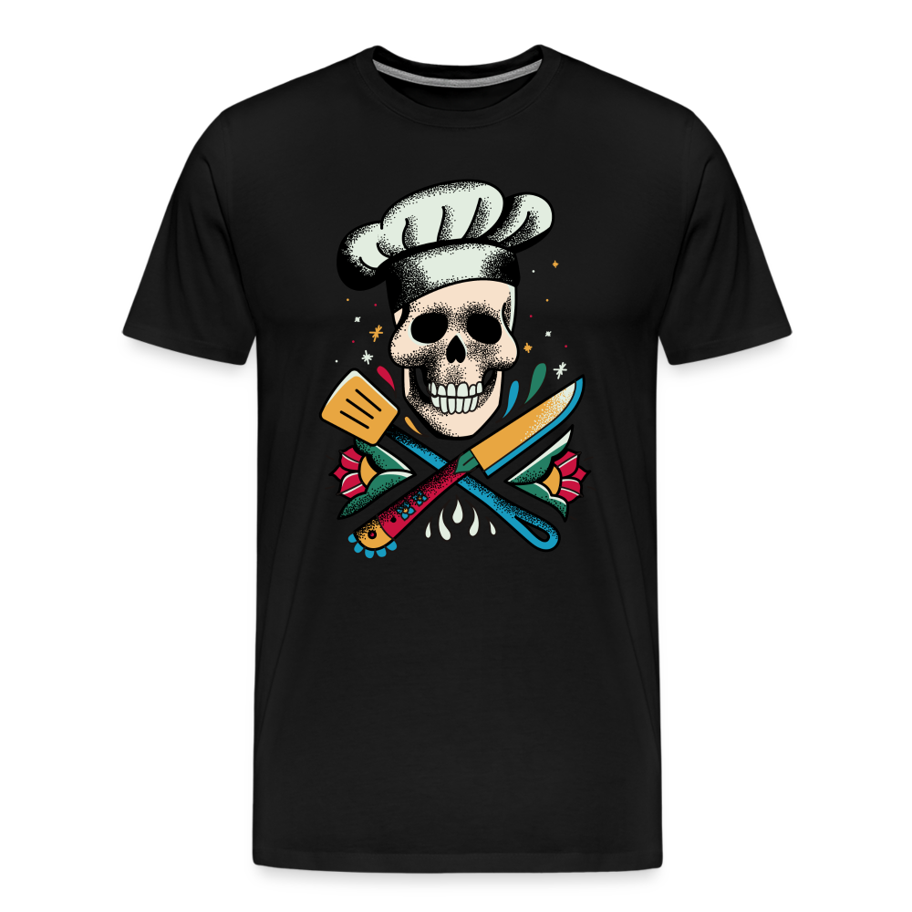 Cook Skull Koch Totenkopf Premium T-Shirt Herren - Schwarz