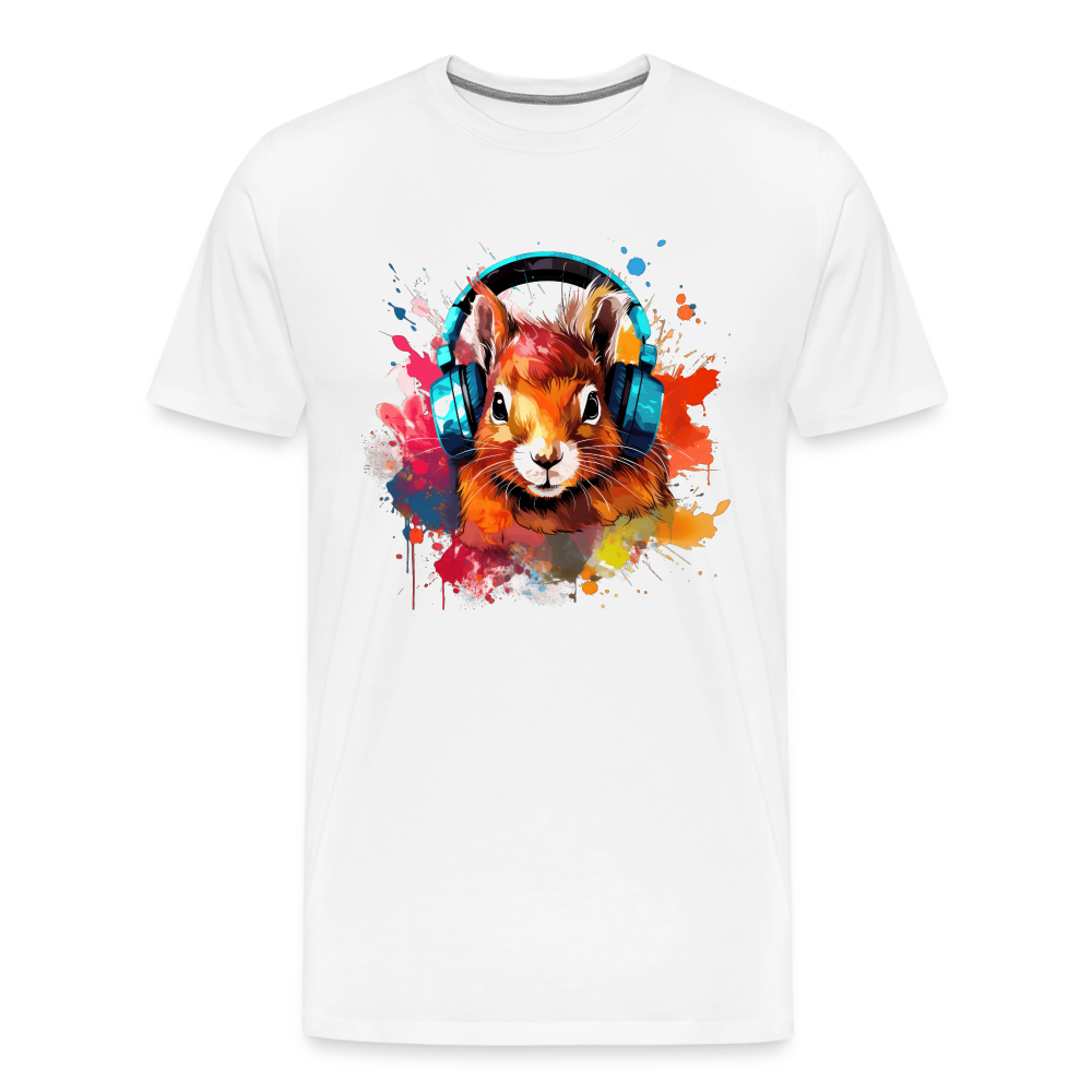 Eichhörnchen Kopfhörer Safari Zoo Männer Premium T-Shirt - Weiß