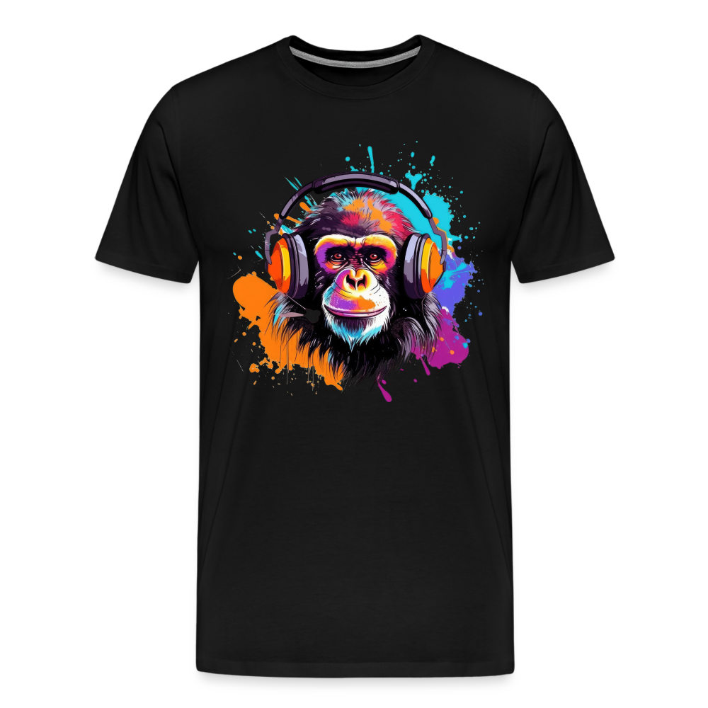 DJ Monkey Affe T-Shirt Männer Premium T-Shirt - Schwarz