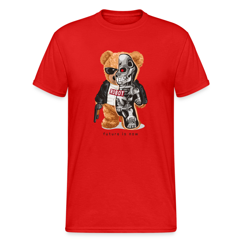 Teddybär Bear Future is now Streetwear Spruch T-Shirt Herren - Rot