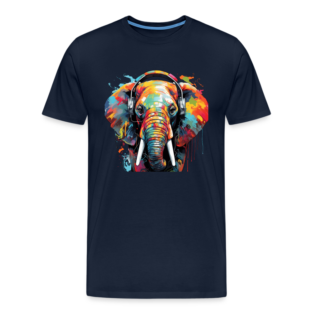 Elefant Kopfhörer Safari Zoo Männer Premium T-Shirt - Navy