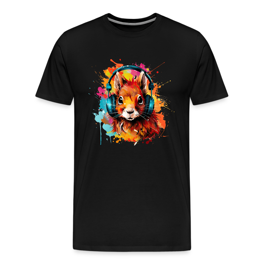 Eichhörnchen Kopfhörer Safari Zoo Männer Premium T-Shirt - Schwarz
