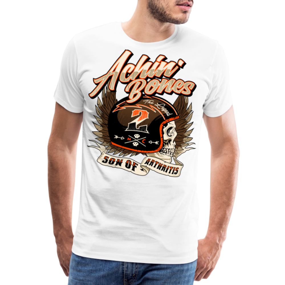 ACHIN' BONE Biker Motorrad Premium T-Shirt Herren - Weiß