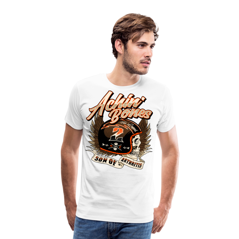 ACHIN' BONE Biker Motorrad Premium T-Shirt Herren - Weiß