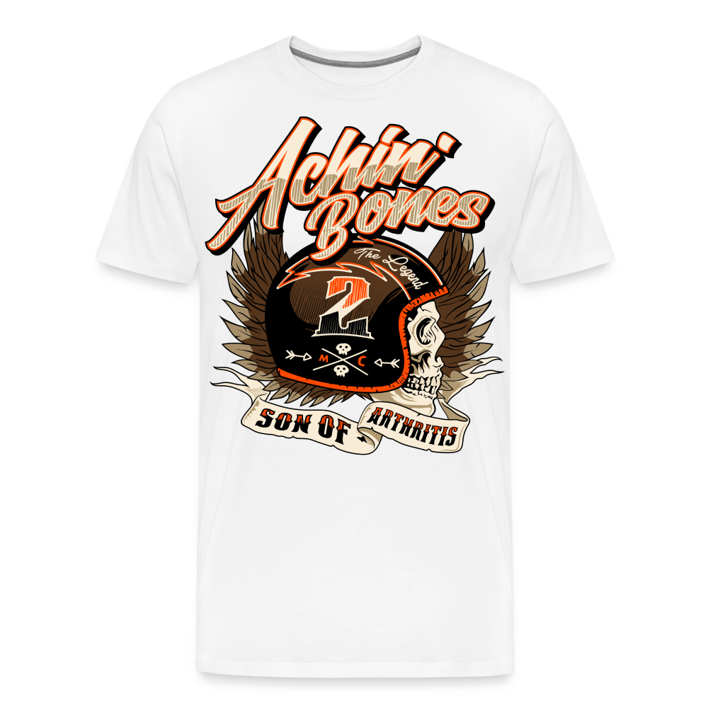 ACHIN' BONE Biker Motorrad Premium T-Shirt Herren - Weiß
