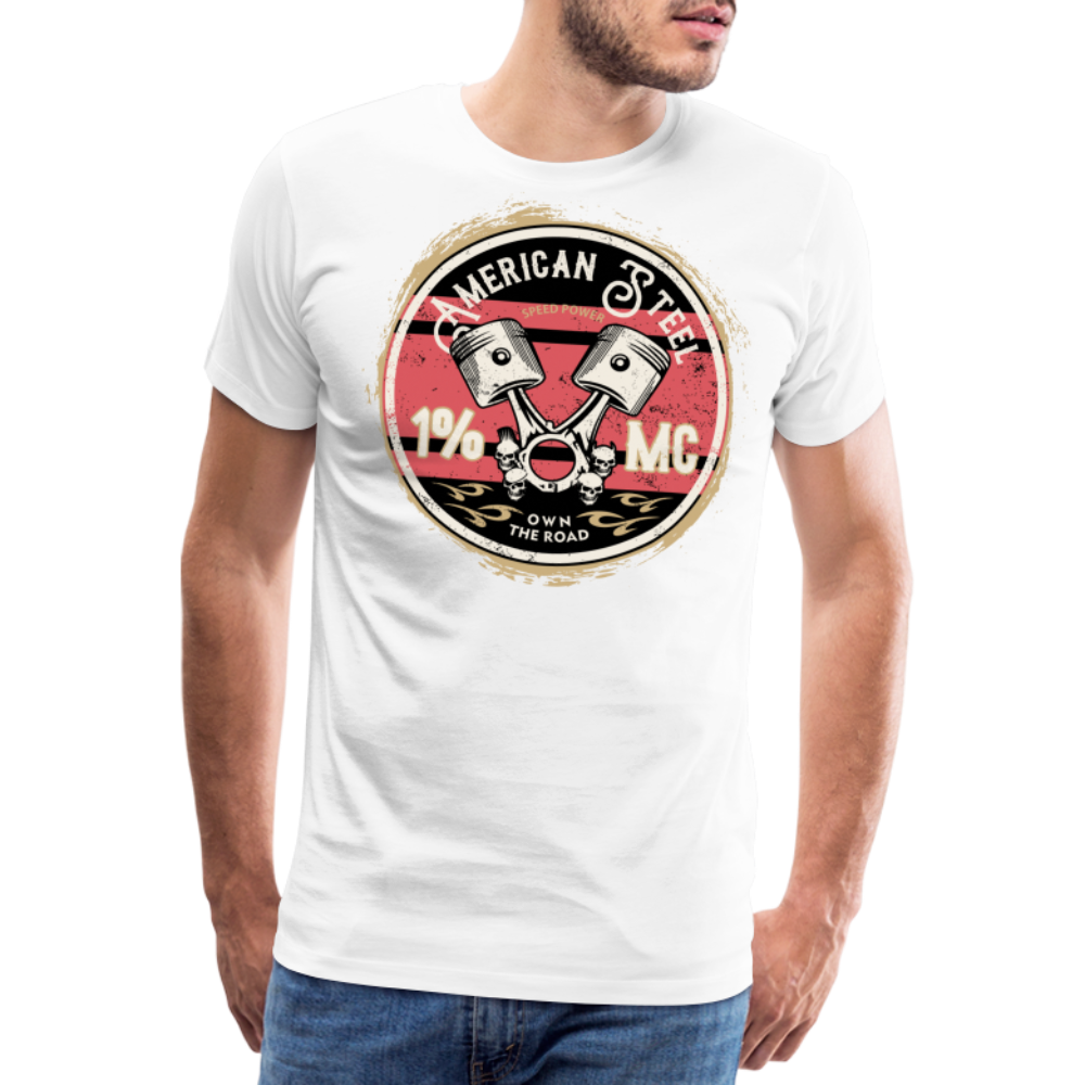 American Steel 1% MC Motorrad Biker Premium T-Shirt Herren - Weiß