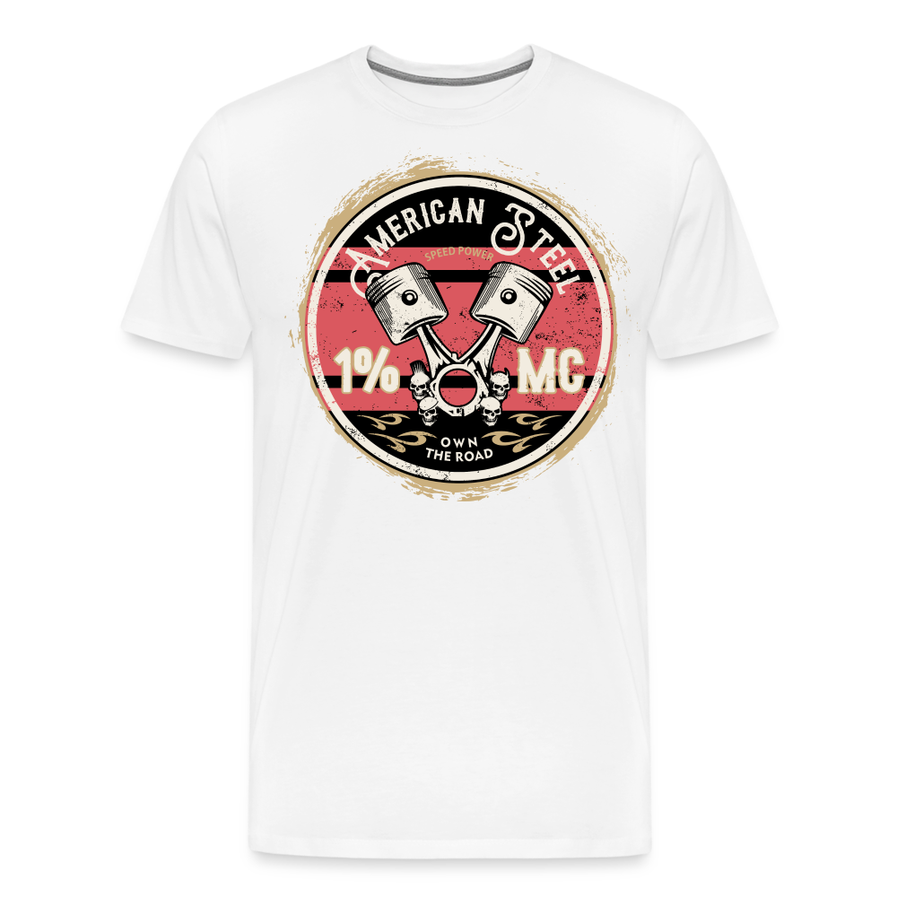 American Steel 1% MC Motorrad Biker Premium T-Shirt Herren - Weiß
