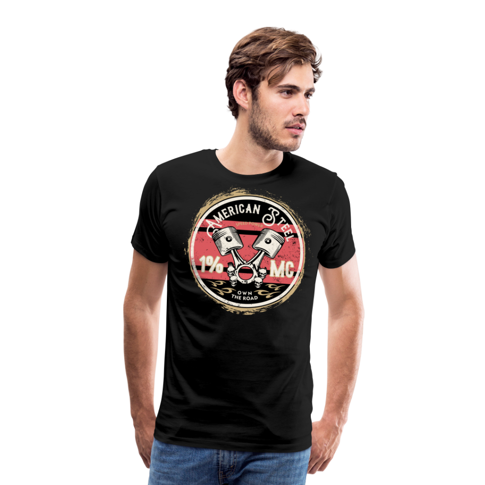 American Steel 1% MC Motorrad Biker Premium T-Shirt Herren - Schwarz
