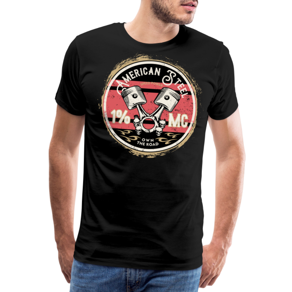 American Steel 1% MC Motorrad Biker Premium T-Shirt Herren - Schwarz