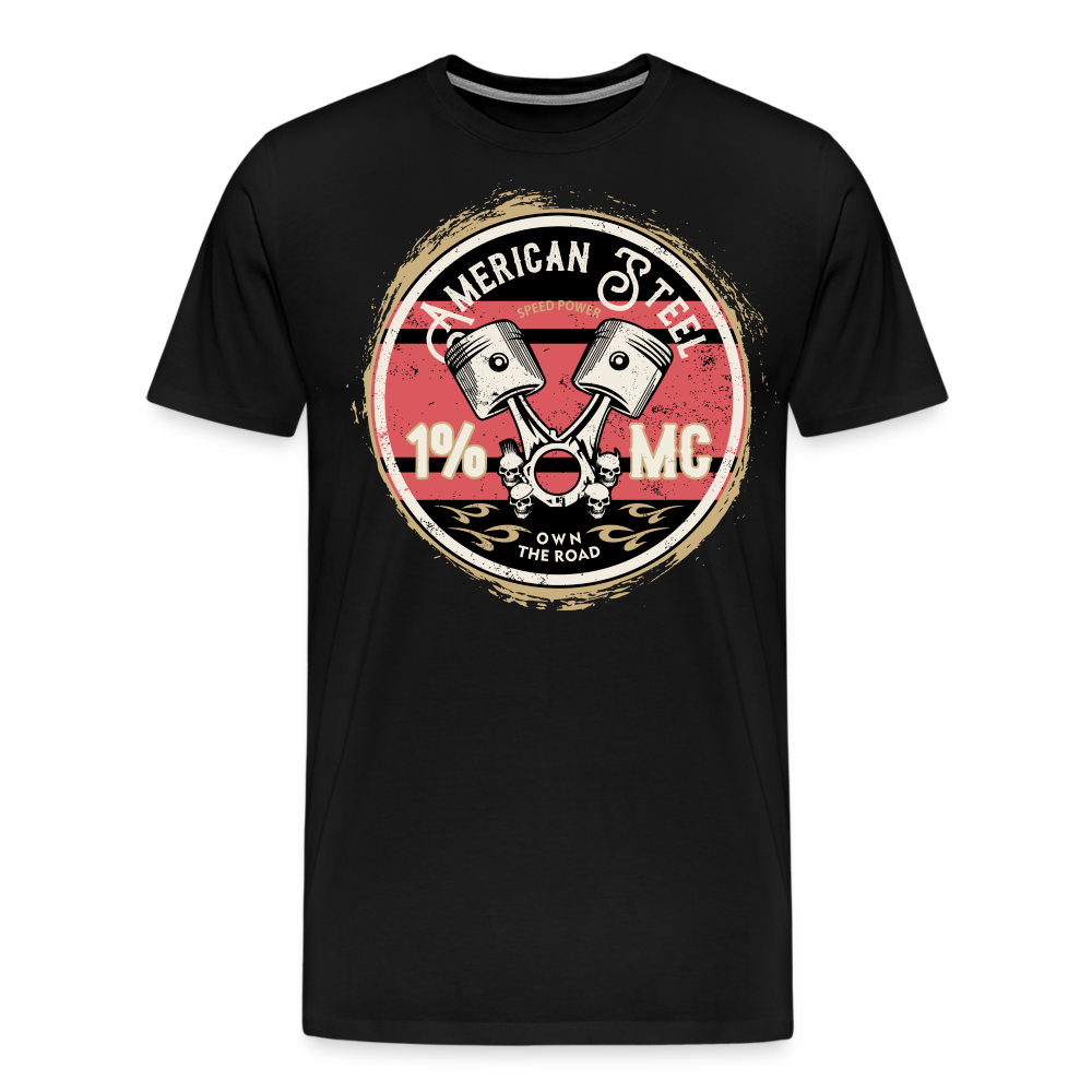 American Steel 1% MC Motorrad Biker Premium T-Shirt Herren - Schwarz