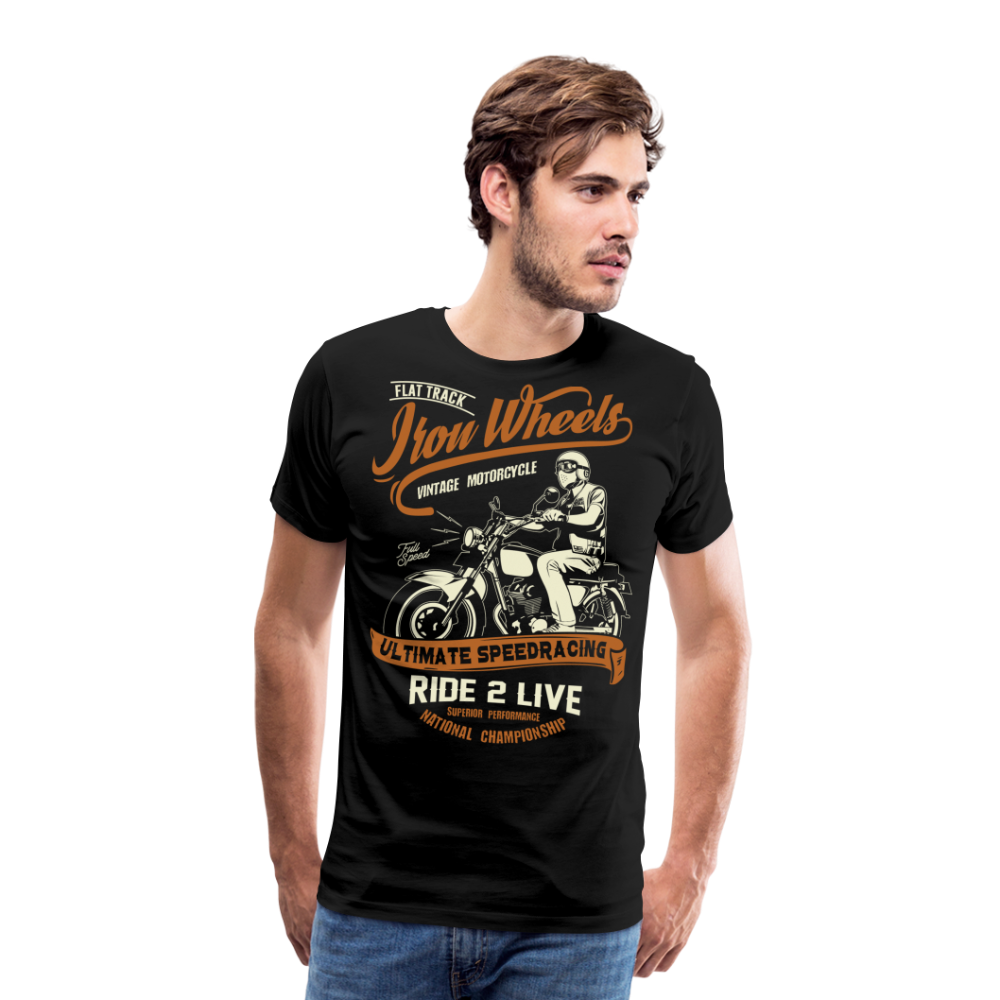 Iron Wheels Motorrad Biker Premium T-Shirt Herren - Schwarz