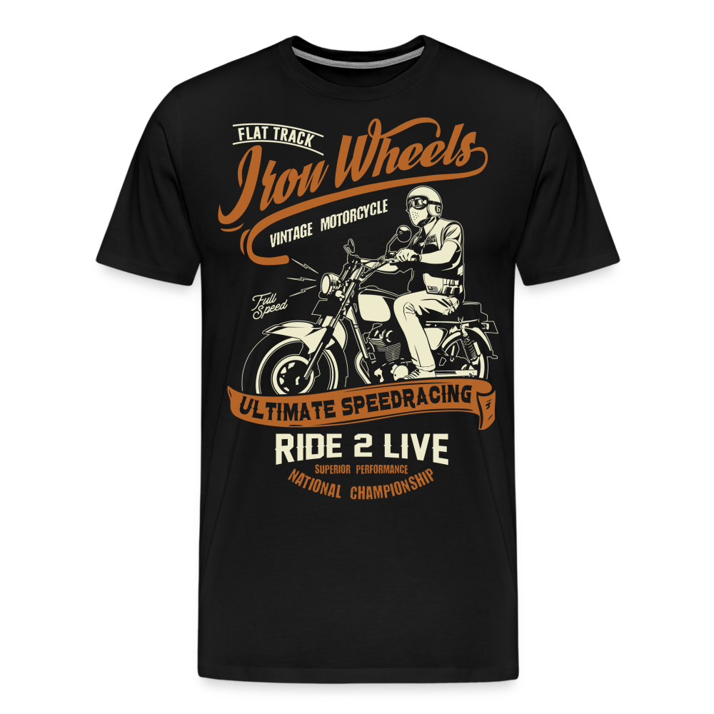 Iron Wheels Motorrad Biker Premium T-Shirt Herren - Schwarz