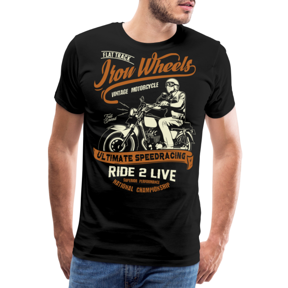 Iron Wheels Motorrad Biker Premium T-Shirt Herren - Schwarz
