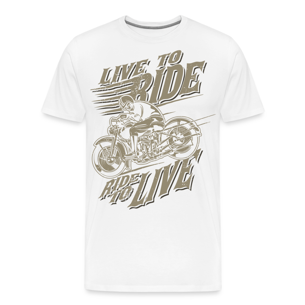Live to Ride Motorrad Biker Premium T-Shirt Herren - Weiß