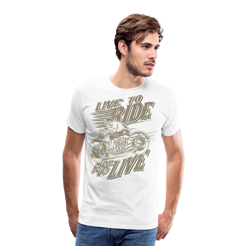 Live to Ride Motorrad Biker Premium T-Shirt Herren - Weiß