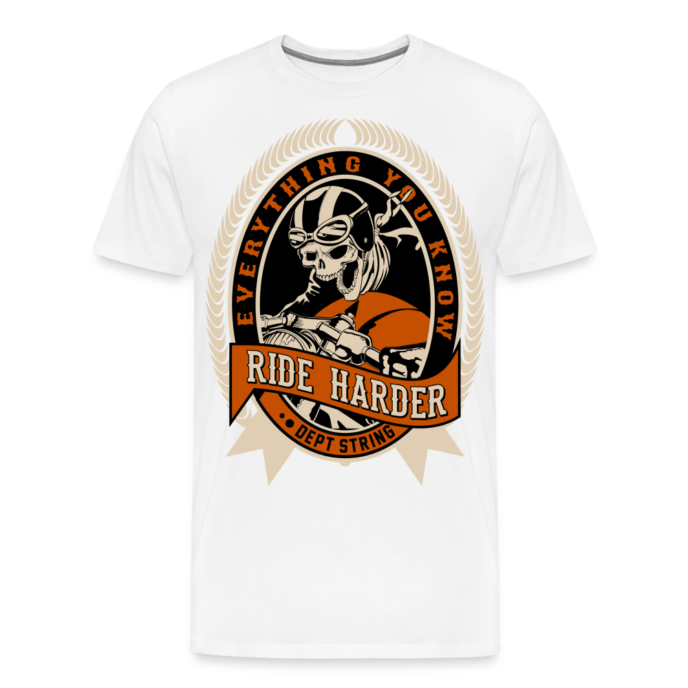 Ride harder Motorrad Biker Premium T-Shirt Herren - Weiß