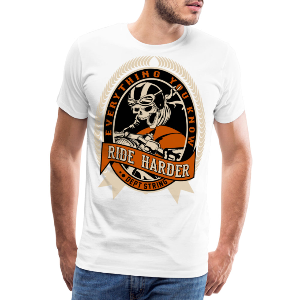 Ride harder Motorrad Biker Premium T-Shirt Herren - Weiß