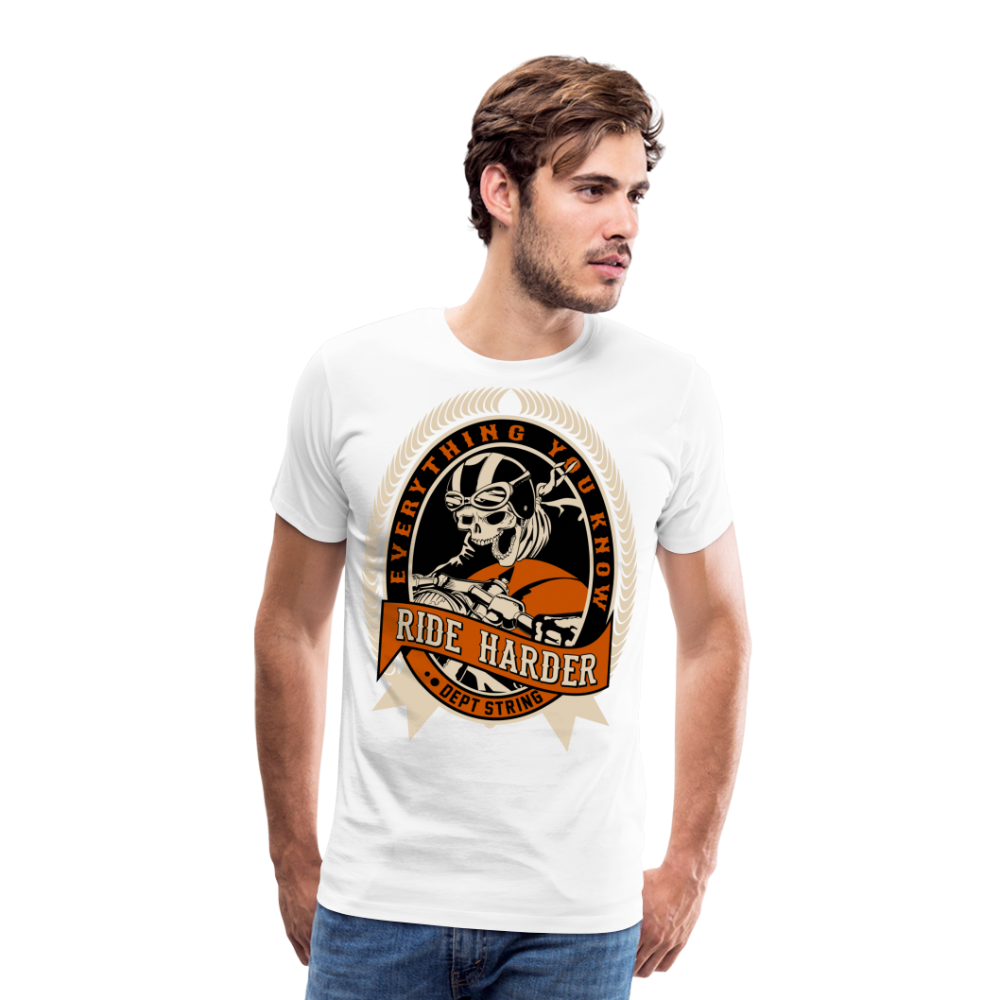 Ride harder Motorrad Biker Premium T-Shirt Herren - Weiß