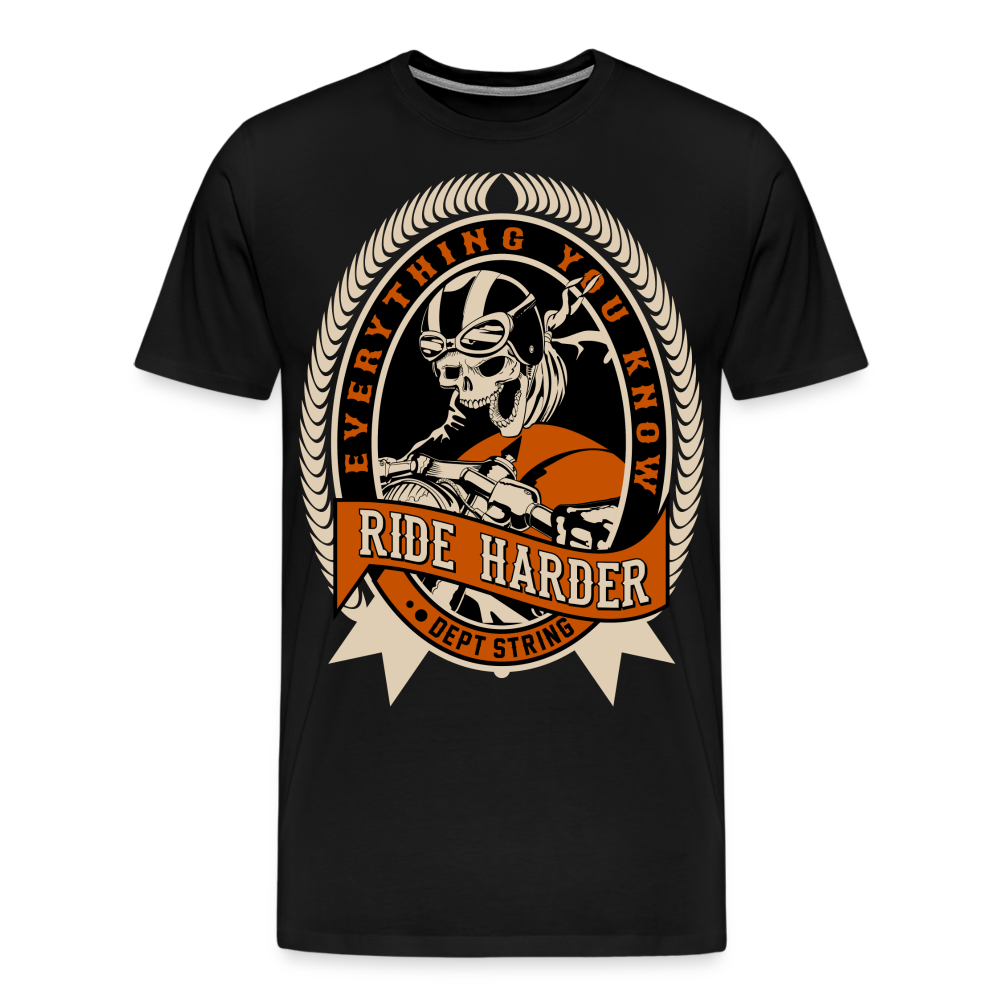 Ride harder Motorrad Biker Premium T-Shirt Herren - Schwarz