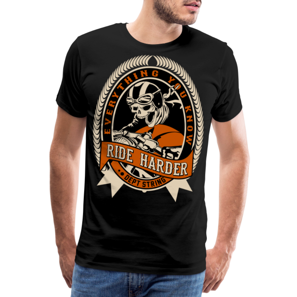 Ride harder Motorrad Biker Premium T-Shirt Herren - Schwarz