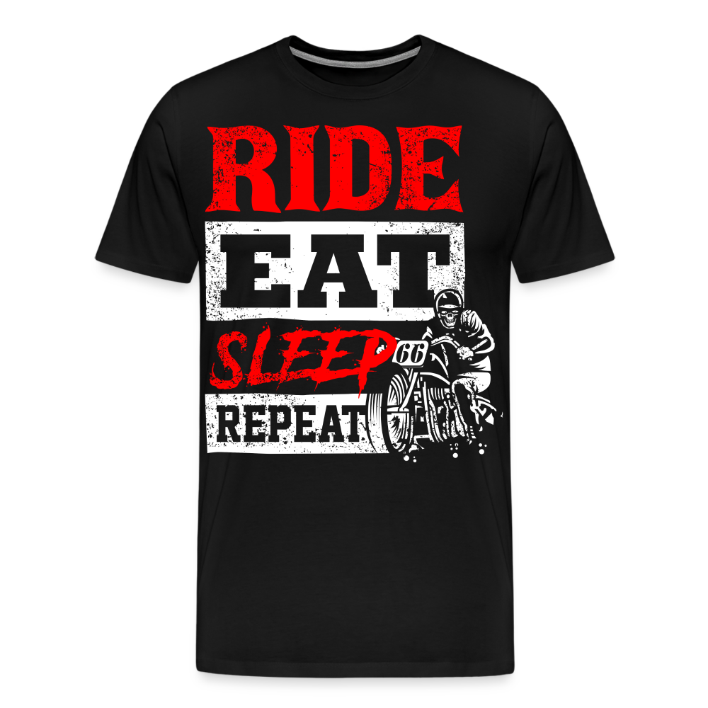 Ride Eat Sleep Repeat Motorrad Biker Premium T-Shirt Herren - Schwarz
