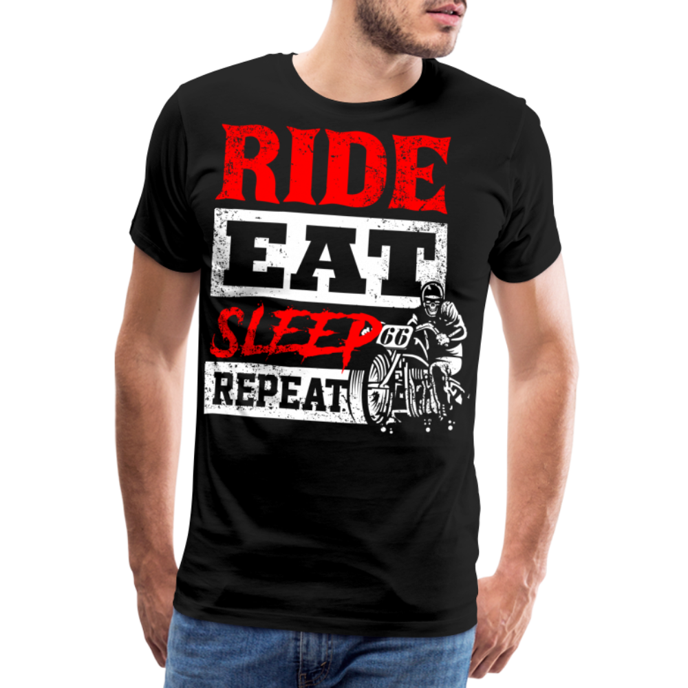 Ride Eat Sleep Repeat Motorrad Biker Premium T-Shirt Herren - Schwarz