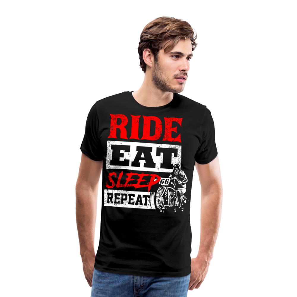 Ride Eat Sleep Repeat Motorrad Biker Premium T-Shirt Herren - Schwarz