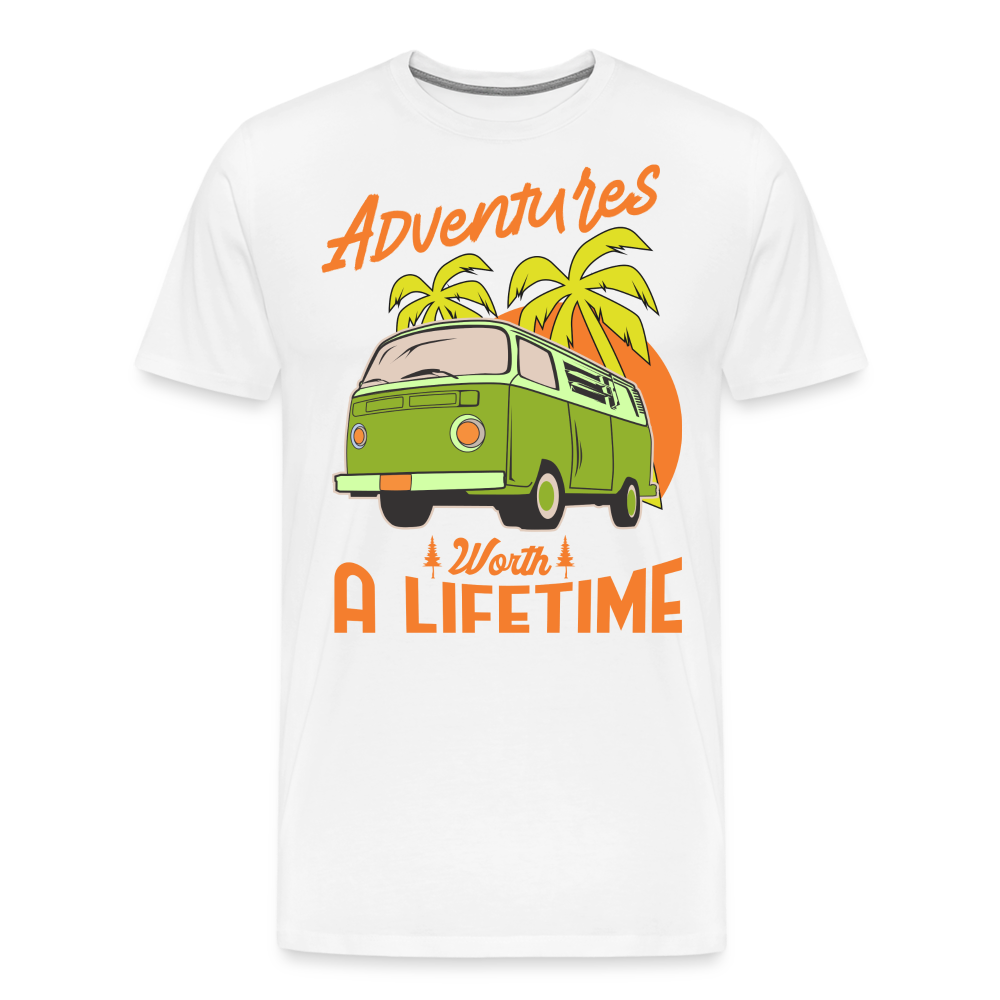 Adventures Worth a Lifetime Camping Vanlife Premium T-Shirt Herren - Weiß